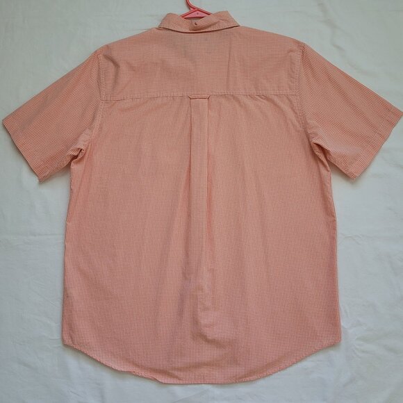 Chaps Orange Checkered Button-Down Short Sleeve Shirt Easy Care Mens Size L - Picture 8 of 8